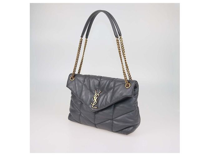 Autre Marque Borsa a tracolla Loulou Medium in pelle matelassé grigia Saint Laurent Grigio - vista 2