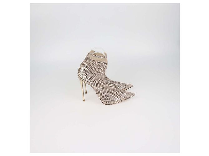 Décolleté Le Silla Gilda Socks in mesh beige e cristalli - vista 3