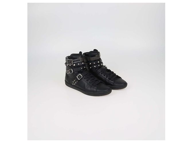 Autre Marque Sneakers alte SL16H Saint Laurent in pelle nera borchiata Nero - vista 2