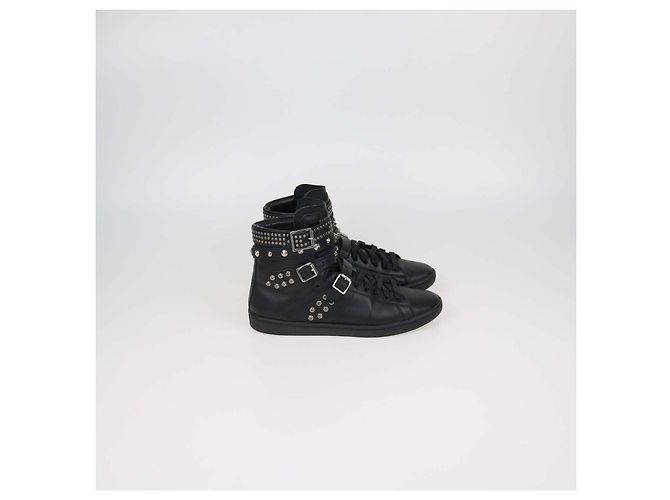 Autre Marque Sneakers alte SL16H Saint Laurent in pelle nera borchiata Nero - vista 3