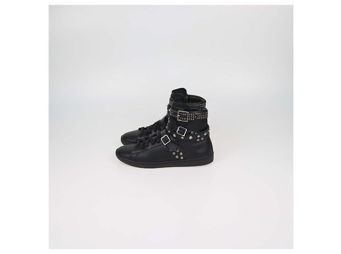 Autre Marque Sneakers alte SL16H Saint Laurent in pelle nera borchiata Nero - vista 4