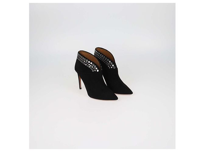 Bottines Disco à bout pointu en daim noir Aquazzura - vue 2