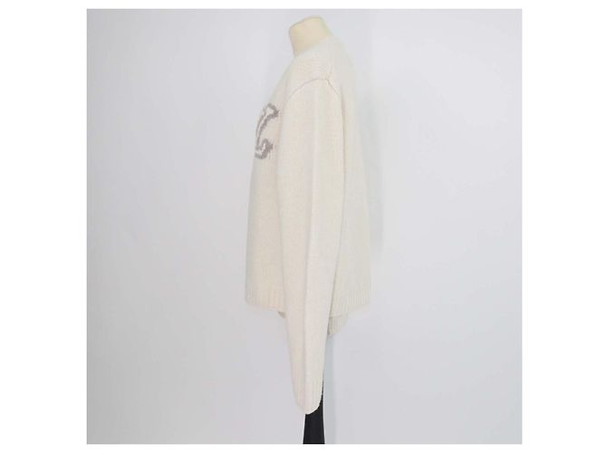 Louis Vuitton Rundhals-Pullover aus Off-White-Wollmischung mit Intarsia Aus weiß - Ansicht 2