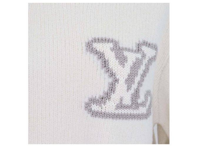 Louis Vuitton Rundhals-Pullover aus Off-White-Wollmischung mit Intarsia Aus weiß - Ansicht 4