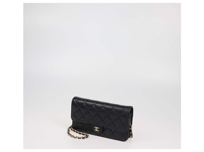 Chanel Wallet on Chain Porta-Telefono in pelle caviar matelassé nera Nero - vista 2
