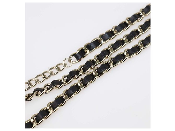 Chanel Gürtel mit Kette aus schwarzem Emaille und Lammleder mit goldfarbenem CC-Herz aus Metall - Ansicht 6