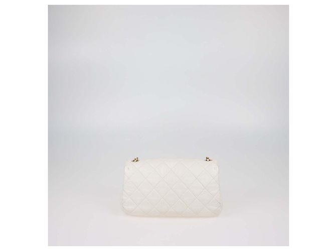 Borsa a tracolla Chanel Accordion Flap in pelle matelassé bianca invecchiata Bianco - vista 3