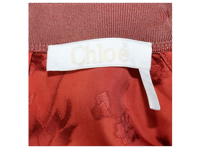 Chloé Chloe Langarmiges Knopfkleid aus Viskose mit Blumenmuster in Burnt Ochre Braun - Ansicht 5