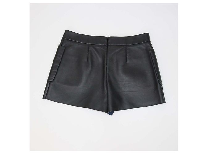 Balenciaga Mini Short in pelle nera con 2 tasche Nero - vista 2