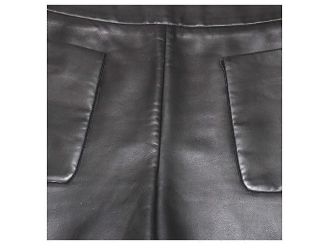Balenciaga Mini Short in pelle nera con 2 tasche Nero - vista 3