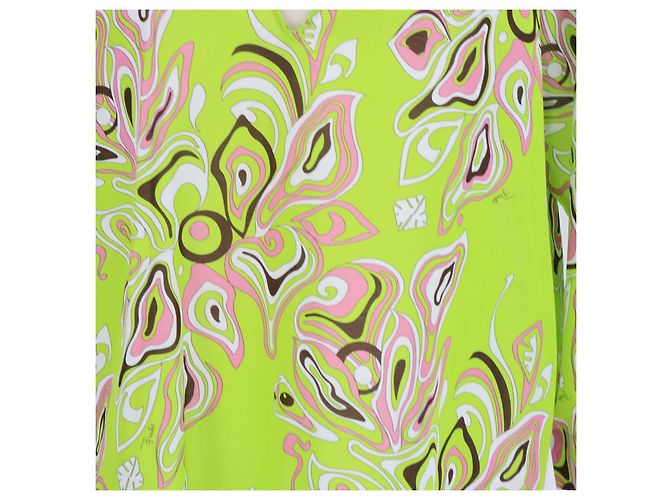 Mini abito Emilio Pucci in misto cotone verde con stampa paisley, scollo a V e maniche a tre quarti - vista 4