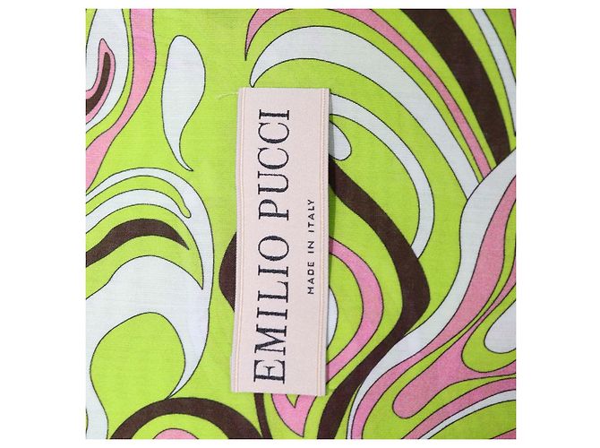 Mini abito Emilio Pucci in misto cotone verde con stampa paisley, scollo a V e maniche a tre quarti - vista 5
