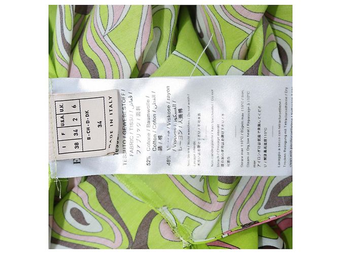 Mini abito Emilio Pucci in misto cotone verde con stampa paisley, scollo a V e maniche a tre quarti - vista 6