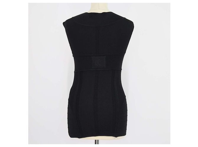 Top sin mangas de punto de viscosa mezcla Just Cavalli negro con cuello en V - vista 3