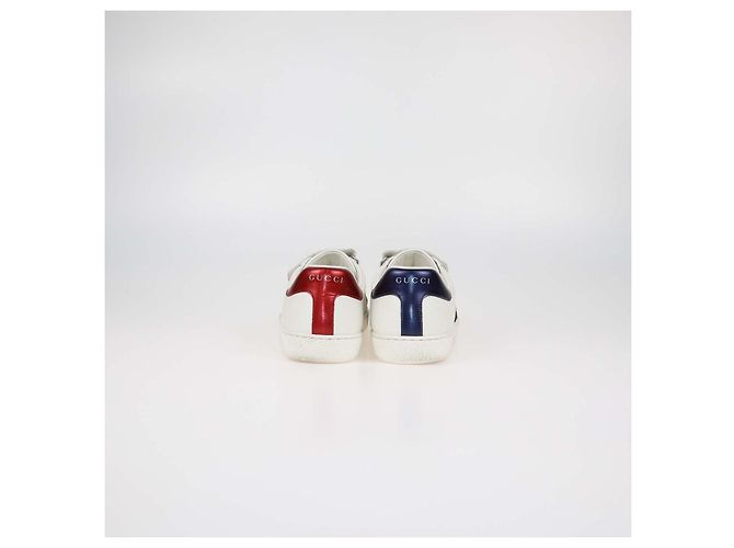 Gucci New Ace Low Top Sneaker aus weißem Leder mit Grip-Riemen - Ansicht 5