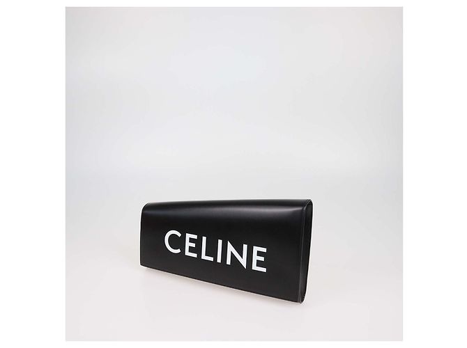 Céline Clutch asimétrica Celine de piel negra con logo Negro - vista 2