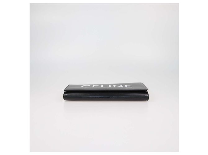Céline Clutch asimétrica Celine de piel negra con logo Negro - vista 4
