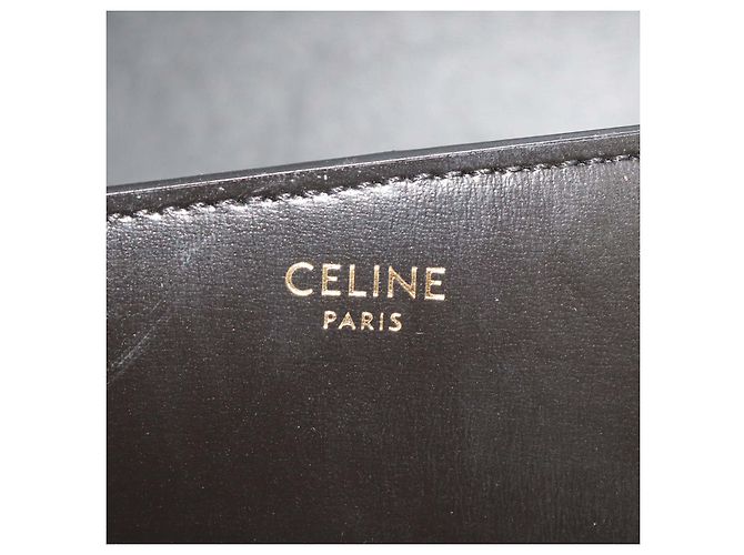 Céline Clutch asimétrica Celine de piel negra con logo Negro - vista 5