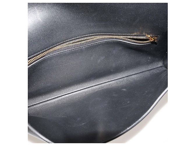 Céline Clutch asimétrica Celine de piel negra con logo Negro - vista 6