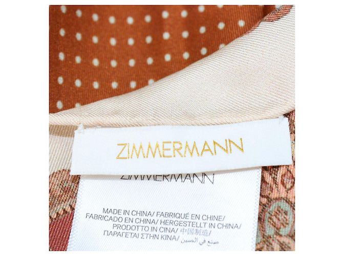 Zimmermann Pañuelo de seda marrón con estampado paisley 90 Castaño - vista 8