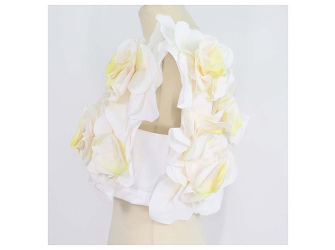 Autre Marque Acler Jackhill Top Weiß/Gelb mit 3D-Blumenapplikationen Roh - Ansicht 2