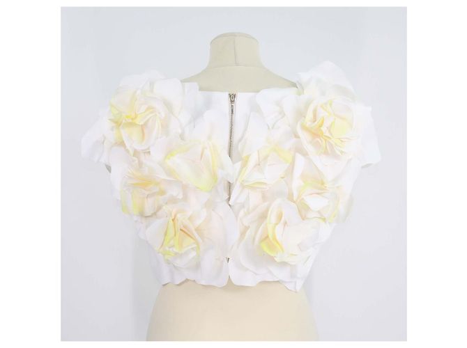 Autre Marque Acler Jackhill Top Weiß/Gelb mit 3D-Blumenapplikationen Roh - Ansicht 3