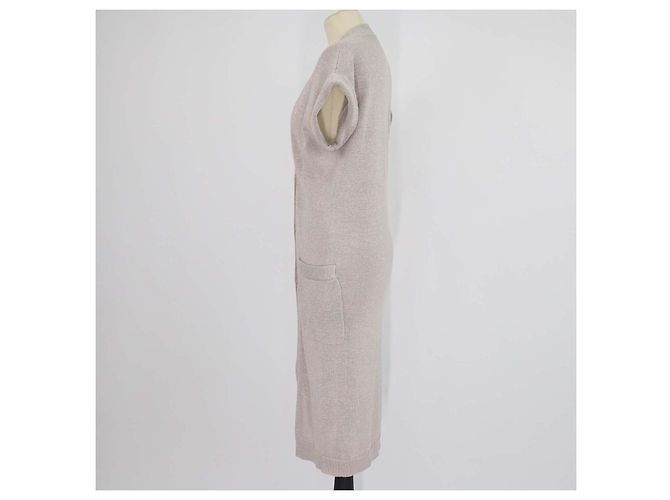 Cárdigan de punto abierto en mezcla de algodón beige Brunello Cucinelli Gris - vista 2