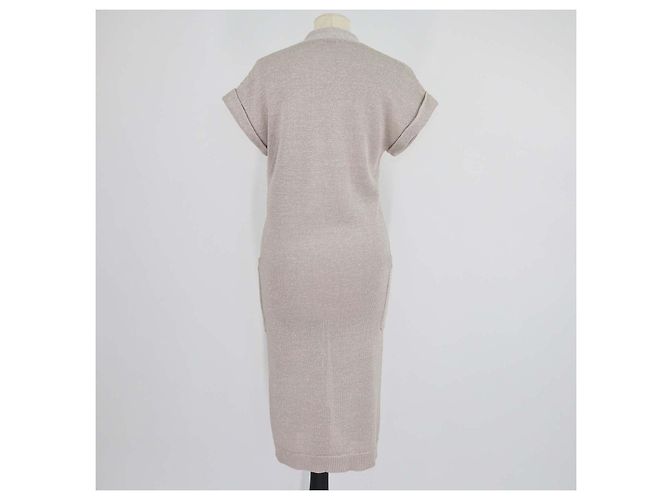 Cárdigan de punto abierto en mezcla de algodón beige Brunello Cucinelli Gris - vista 3