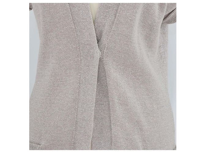 Cárdigan de punto abierto en mezcla de algodón beige Brunello Cucinelli Gris - vista 4