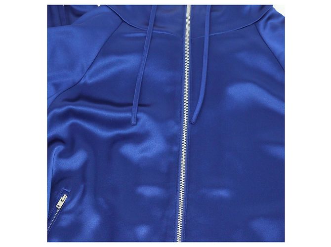Y3 Set aus Kapuzenpullover mit Reißverschlusstasche und Jogginghose mit Kordelzug in Metallic-Blau - Ansicht 4