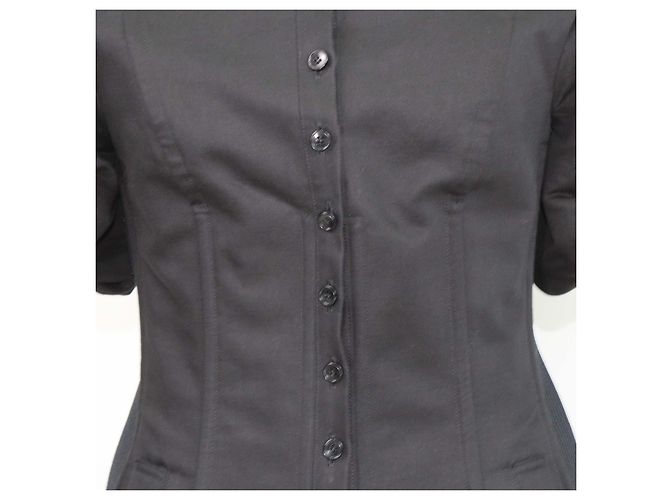 Autre Marque Abito midi Akiranaka off shoulder in lino e cotone nero - vista 4
