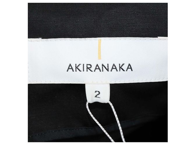 Autre Marque Abito midi Akiranaka off shoulder in lino e cotone nero - vista 5