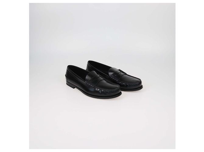 Prada Black Brushed Leather Slip On Loafers - view 2