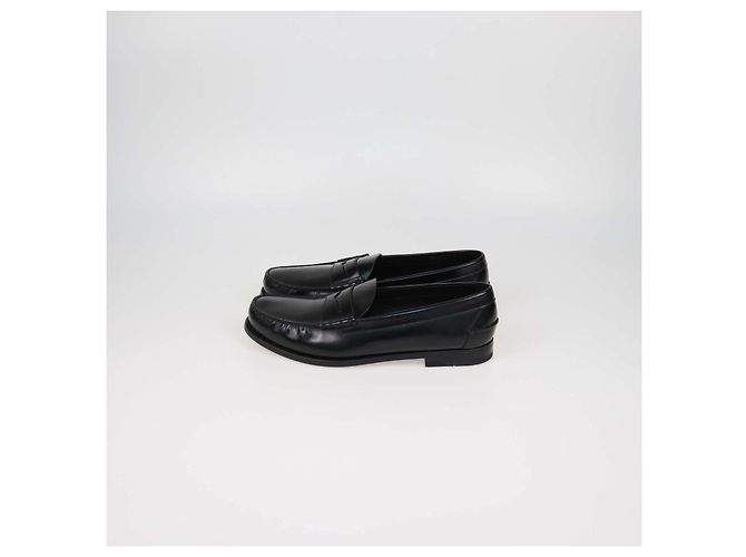 Prada Black Brushed Leather Slip On Loafers - view 4