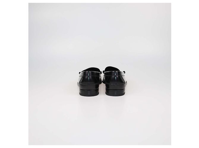 Prada Black Brushed Leather Slip On Loafers - view 5