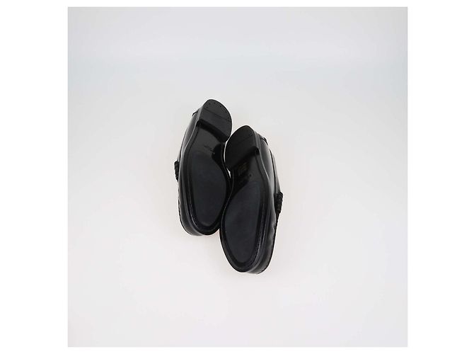Prada Black Brushed Leather Slip On Loafers - view 6