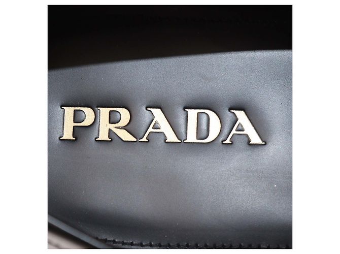 Prada Black Brushed Leather Slip On Loafers - view 7