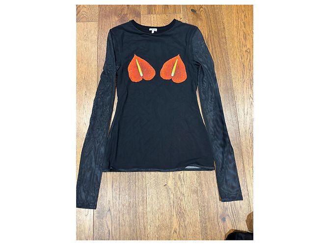 Loewe Top de Malla Manga Larga Estampado Anthurium - Negro Roja - vista 2