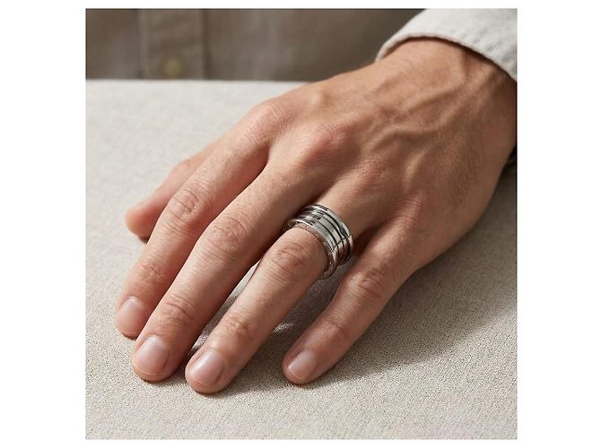 Bulgari Anel Bvlgari B.Zero1 3-Band Ouro Branco - vista 4