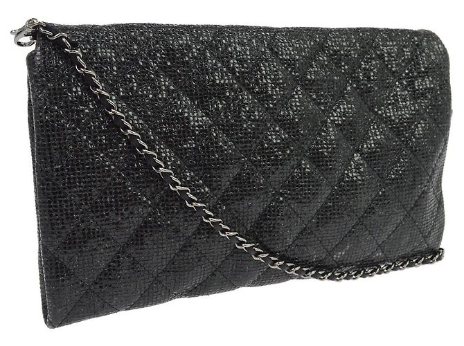 Chanel Chain Flap Quilted Iridescent Fabric Small Nero - vista 2