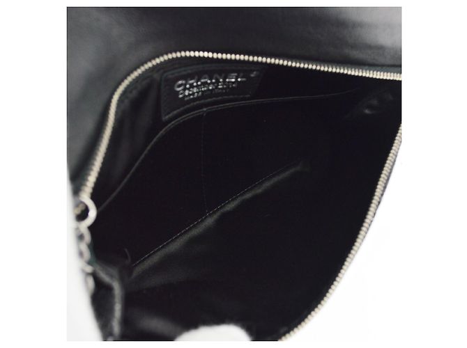 Chanel Chain Flap Quilted Iridescent Fabric Small Nero - vista 3
