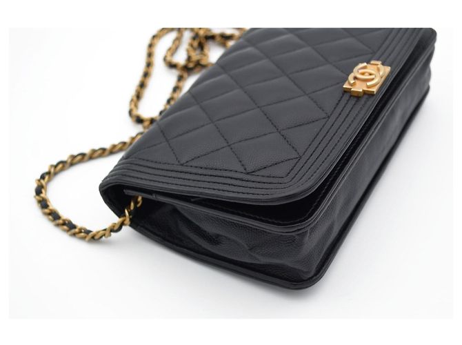 Chanel Boy Wallet on Chain Pelle Caviar Nera Nero - vista 10