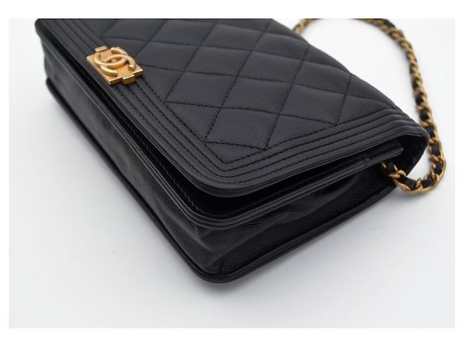Chanel Boy Wallet on Chain Pelle Caviar Nera Nero - vista 11