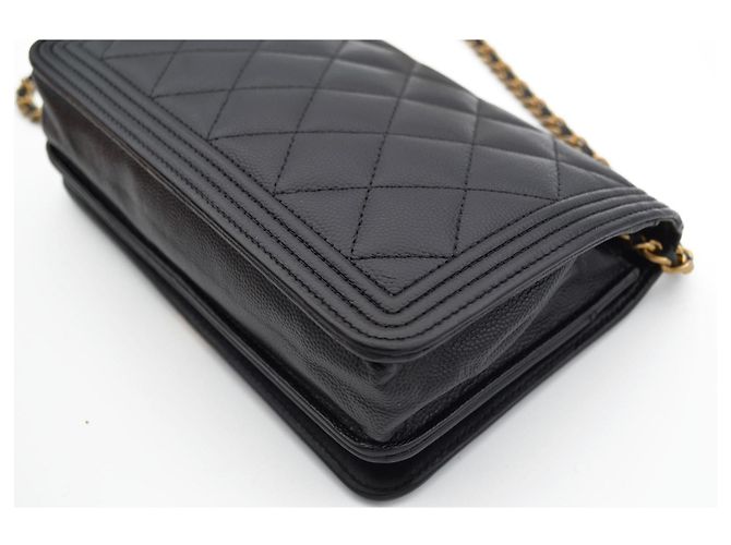 Chanel Boy Wallet on Chain Pelle Caviar Nera Nero - vista 13