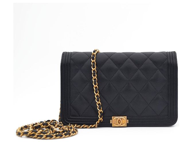 Chanel Boy Wallet on Chain Pelle Caviar Nera Nero - vista 2