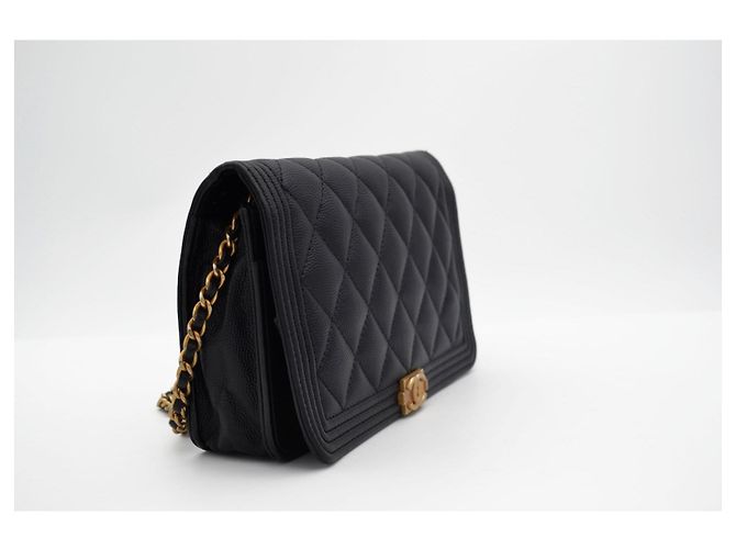 Chanel Boy Wallet on Chain Pelle Caviar Nera Nero - vista 4