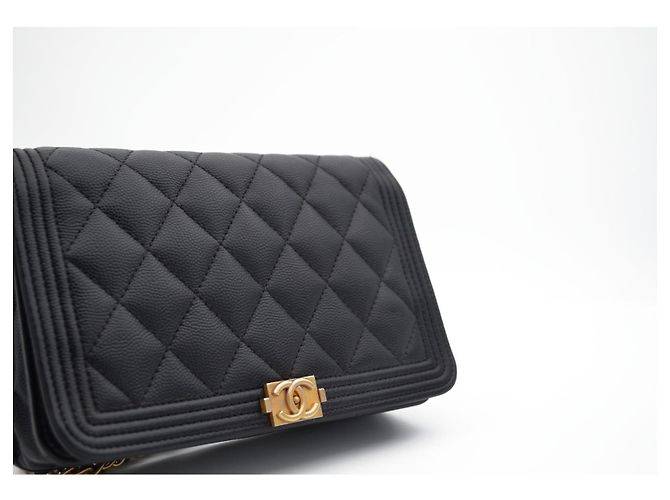 Chanel Boy Wallet on Chain Pelle Caviar Nera Nero - vista 5