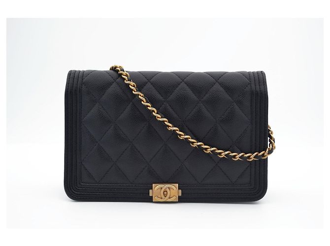 Chanel Boy Wallet on Chain Pelle Caviar Nera Nero - vista 6