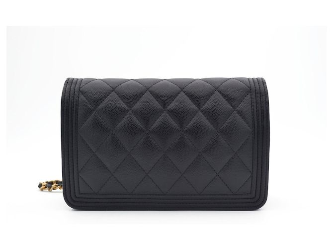 Chanel Boy Wallet on Chain Pelle Caviar Nera Nero - vista 7