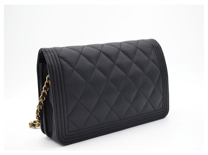 Chanel Boy Wallet on Chain Pelle Caviar Nera Nero - vista 8